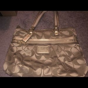 Coach Large Shoulder Bag, Canvas Gold
